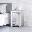 Bedside Table Cabinet Sparkly Crystal Mirror Nightstand Chest with 3 Drawers