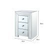 Bedside Table Cabinet Sparkly Crystal Mirror Nightstand Chest with 3 Drawers