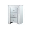 Bedside Table Cabinet Sparkly Crystal Mirror Nightstand Chest with 3 Drawers
