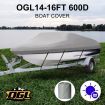 OGL 14-16 ft Trailerable Boat Cover Waterproof Marine Grade Fabric for V Hull Fishing Boats