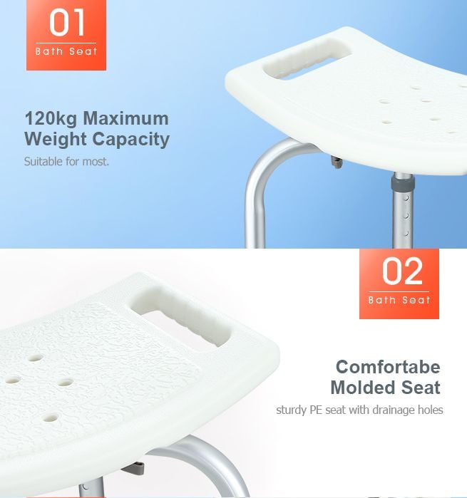 New Adjustable Shower Chair Bath Tub Seat Bench for Elderly Disabled