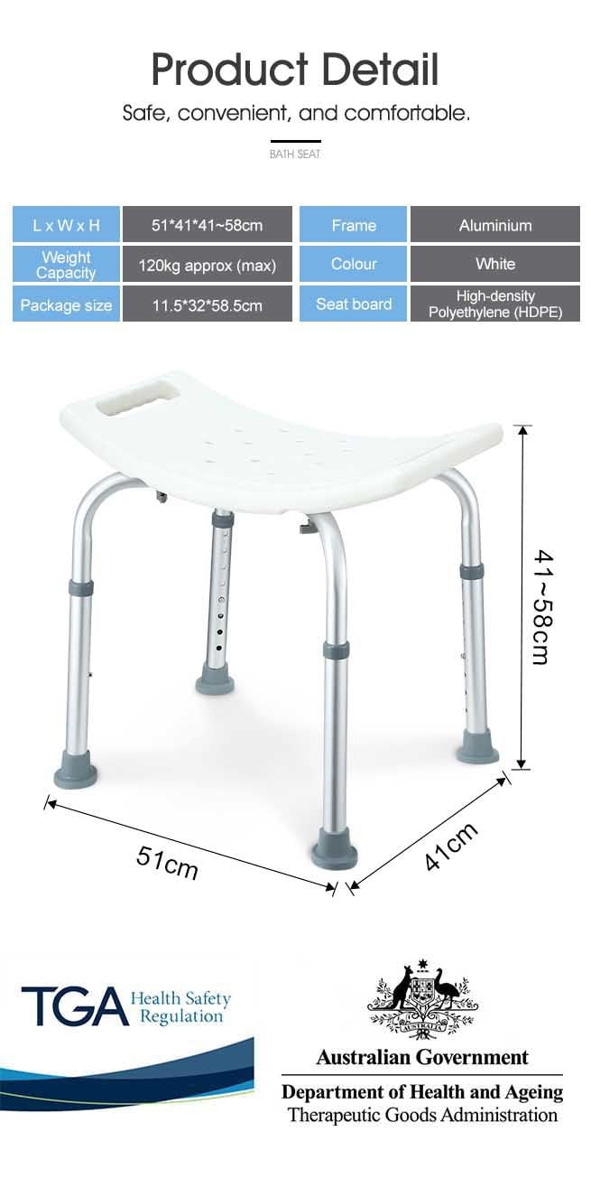 New Adjustable Shower Chair Bath Tub Seat Bench for Elderly Disabled