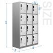 12 Doors Locker Cabinet Steel Storage Cupboard for Home Office School Gym