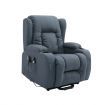 Electric Massage Chair Recliner Linen Fabric Sofa Lift Motor Armchair 8 Point Heating Blue