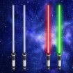 Double Bladed Laser Sword Light Saber Toy for Kids with Motion Sounds 7 Colour Changing 26 Inch Party Set 2 Pack