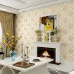 3D Self Adhesive Floral Pattern Non-Woven Wall Paper 53CMX5M Beige Yellow