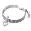 Pet Pearl Necklace with Love Heart Pendant Small Dog Cat Blingbling Jewelry Rhinestones Collar 35CM CRYSTAL