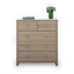 Oak Tallboy Chest of Drawers Cabinet Dresser w/3 Large & 2 Half Storage Drawers
