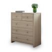 Oak Tallboy Chest of Drawers Cabinet Dresser w/3 Large & 2 Half Storage Drawers