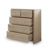 Oak Tallboy Chest of Drawers Cabinet Dresser w/3 Large & 2 Half Storage Drawers