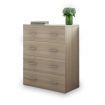 4 Drawers Chest Cabinet Tallboy High Gloss Front Storage Dresser Furniture - Oak