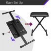 Keyboard Bench Stool Melodic X Style Adjustable Padded Folding Padded Piano Seat