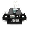 New 2 Drawer Coffee Table Storage Shelf High Gloss Black