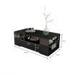 New 2 Drawer Coffee Table Storage Shelf High Gloss Black