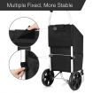 Shopping Cart Trolley Bag Dolly Foldable Grocery Aluminium Waterproof Wheeled Storage Market Utility Granny Black