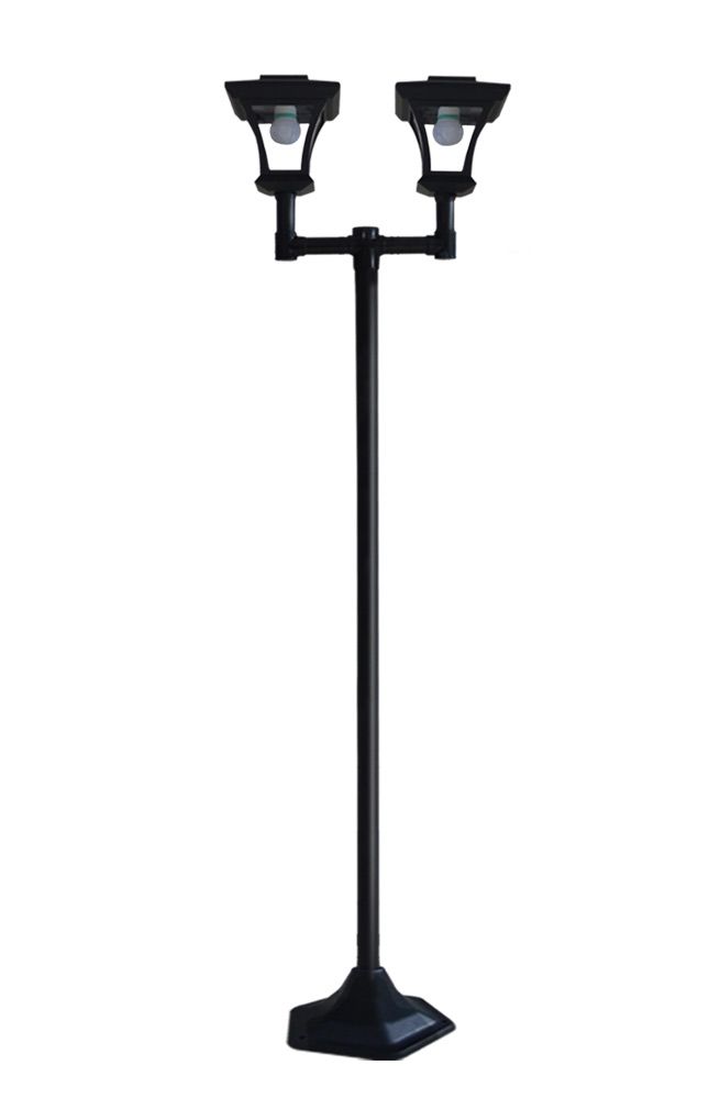 Deluxe Outdoor Solar Lights Garden Lamp Post with Double Lamp