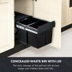 2x 15L Pull Out Trash Bin Dual Kitchen Garbage Waste Basket Cabinet Bin