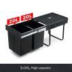 2x 20L Pull Out Trash Bin Kitchen Garbage Waste Basket Under Sink Rubbish w/ Soft-Close Slides