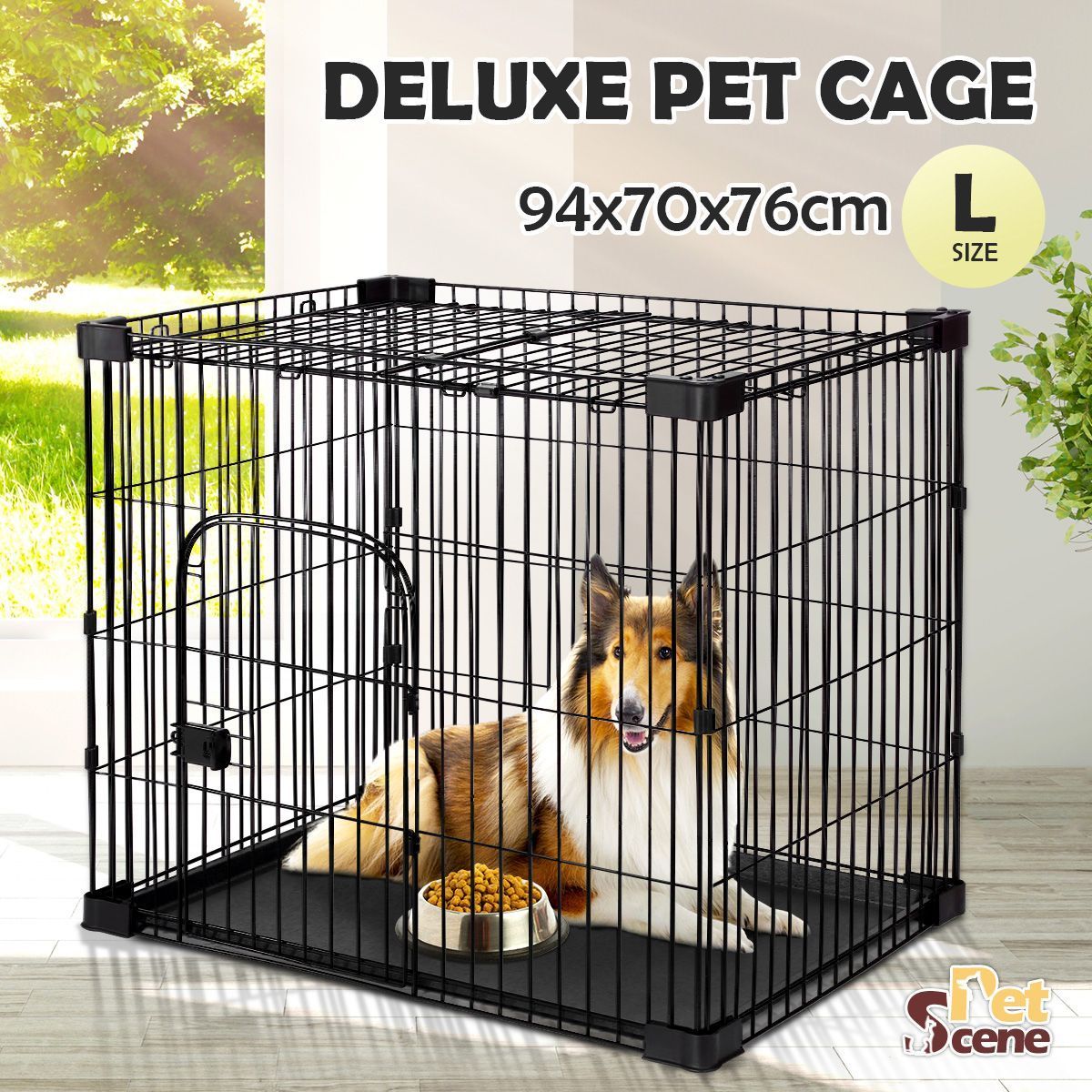 Petscene L Size Wire Dog Cat Cage Crate Pet Enclosure 940x700x760mm