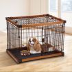 Dog Crate Puppy Playpen Doggy Cage Pet House Cat Kennel Home Enclosure WPC Frame Wire L