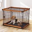 Dog Crate Puppy Playpen Doggy Cage Pet House Cat Kennel Home Enclosure WPC Frame Wire L