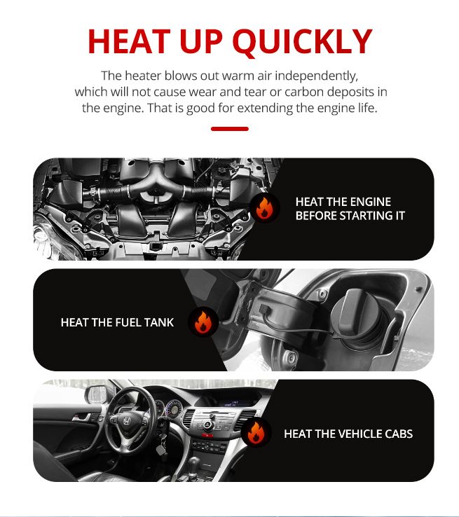 All in One 12V 8kW Diesel Air Heater w LCD Intelligent Voice Remote Control - Black & Red