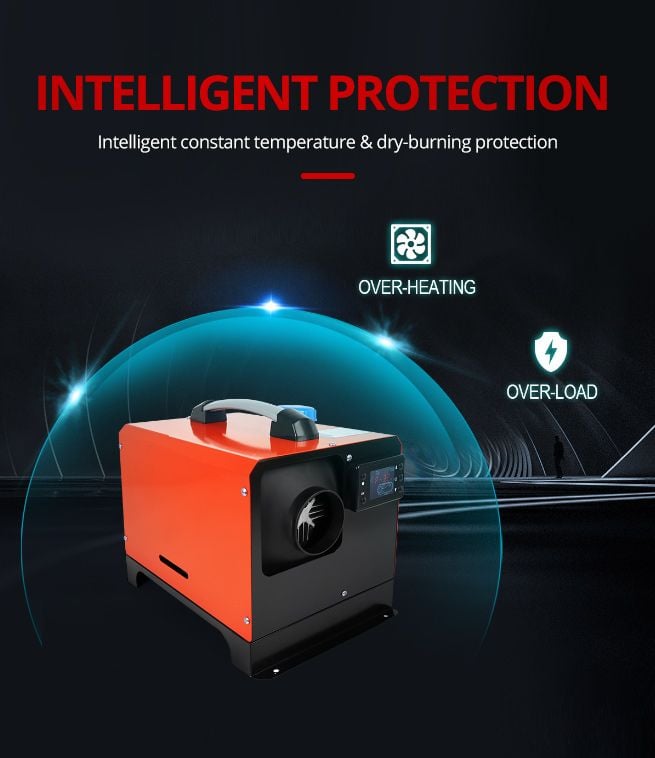 All in One 12V 8kW Diesel Air Heater Parking Heater w LCD Remote Control - Black & Red