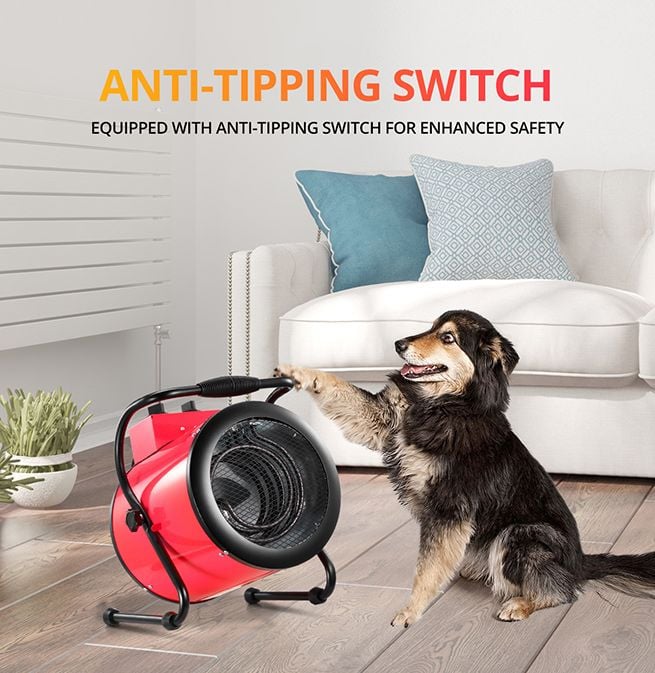 2-in-1 3000W Portable Electric Industrial Fan Heater Free Standing Carpet Dryer SAA Red