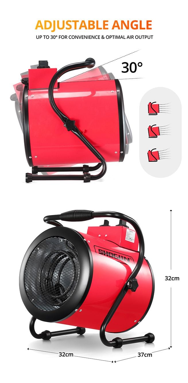 2-in-1 3000W Portable Electric Industrial Fan Heater Free Standing Carpet Dryer SAA Red