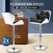 2x Modern PU Leather Bar Stools Cushioned Backrest Swivel Seat Adjustable Height w/ Footrest