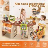 65 Accessories Kids Pretend Role Play Shop Grocery Supermarket Toy Set with Trolley