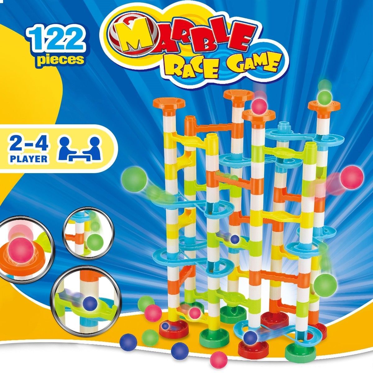 DIY Marble Run Race Maze Game Marble Coater Track Toy Set 70cm Tall