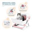 Cat Litter Box Large Kitty Hooded Tray Semi Automatic Toilet Pet Furniture Training Pink