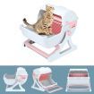 Cat Litter Box Large Kitty Hooded Tray Semi Automatic Toilet Pet Furniture Training Pink