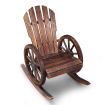 Wooden Chair Rocking Chair Outdoor Patio Furniture with Wagon Wheel Armrests