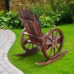 Wooden Chair Rocking Chair Outdoor Patio Furniture with Wagon Wheel Armrests