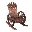 Wooden Chair Rocking Chair Outdoor Patio Furniture with Wagon Wheel Armrests