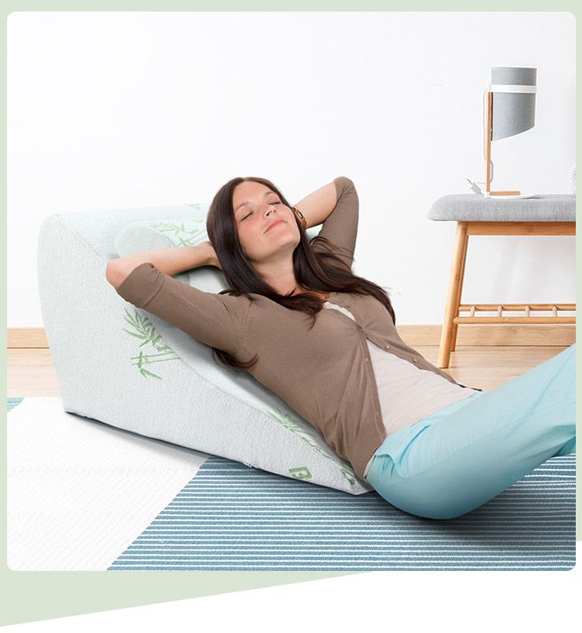 Luxdream 2 Pcs Foam Bed Wedge Pillow and Headrest with Breathable Bamboo Cover