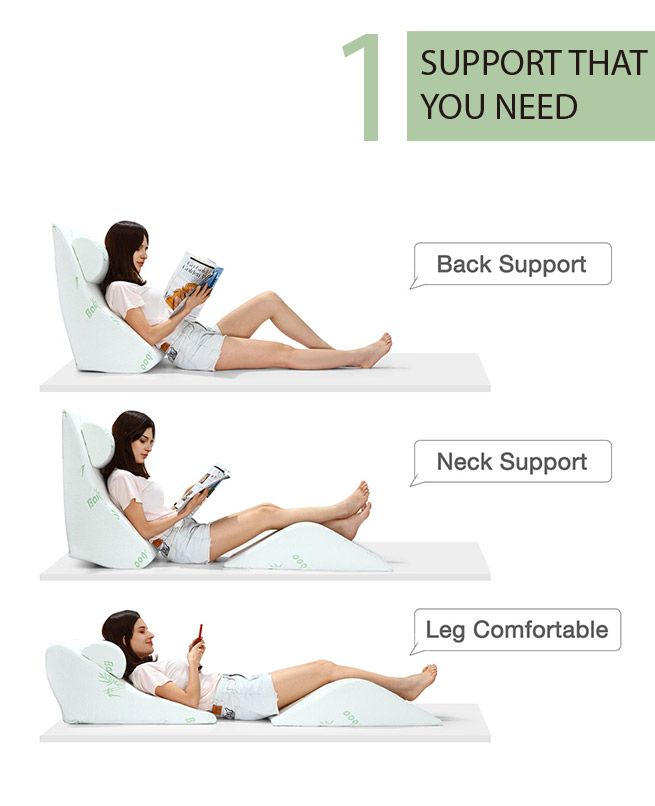 Luxdream 3 Pcs Foam Bed Wedge Pillow Headrest Leg Elevation Pillow Breathable Cover