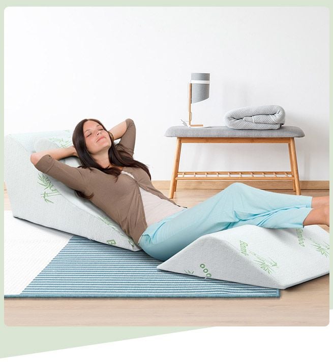 Luxdream 3 Pcs Foam Bed Wedge Pillow Headrest Leg Elevation Pillow Breathable Cover