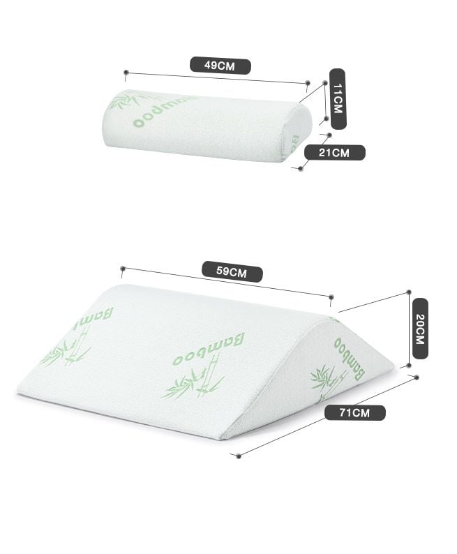 Luxdream 3 Pcs Foam Bed Wedge Pillow Headrest Leg Elevation Pillow Breathable Cover