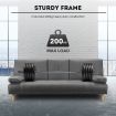 188cm Fabric Sofa Bed Set 3 Seater Lounge Couch Recliner with Cup Holders Dark Grey