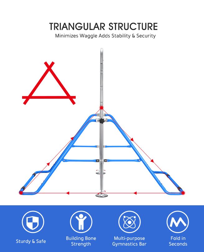 Genki Horizontal Gymnastics Bar for Kids Height Adjustable Training Kip
