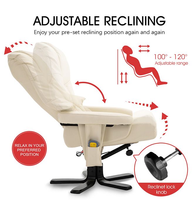 Full Body Massage Recliner Chair 8 Point Heated Office Chair Beige