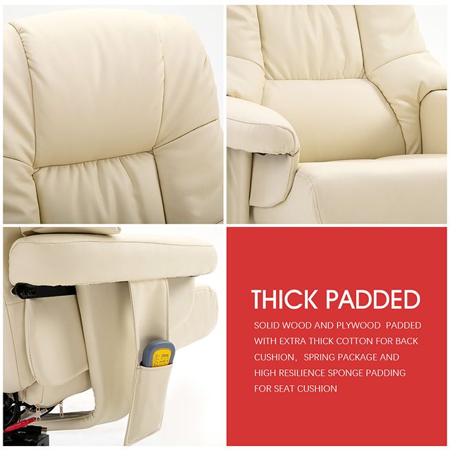 Full Body Massage Recliner Chair 8 Point Heated Office Chair Beige
