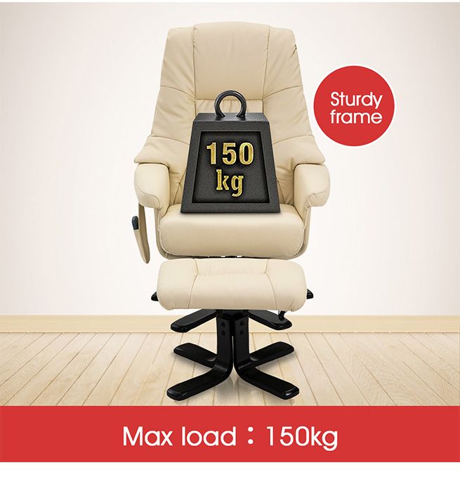 Full Body Massage Recliner Chair 8 Point Heated Office Chair Beige
