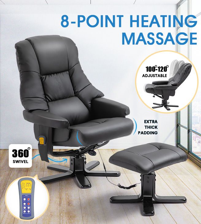 Full Body Massage Recliner Chair 8-Point Heated Office Chair Black