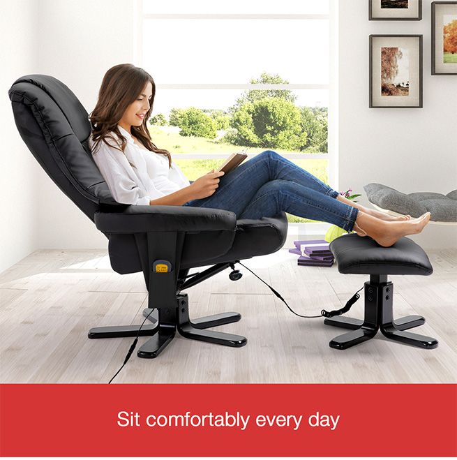Full Body Massage Recliner Chair 8-Point Heated Office Chair Black