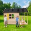 Wooden Cubby House for Kids Children Outdoor Playhouse with Flooring