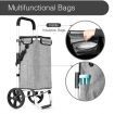Shopping Cart Foldable Trolley Grocery Bag Waterproof Aluminium Waterproof Wheeled Storage Market Utility Granny Grey